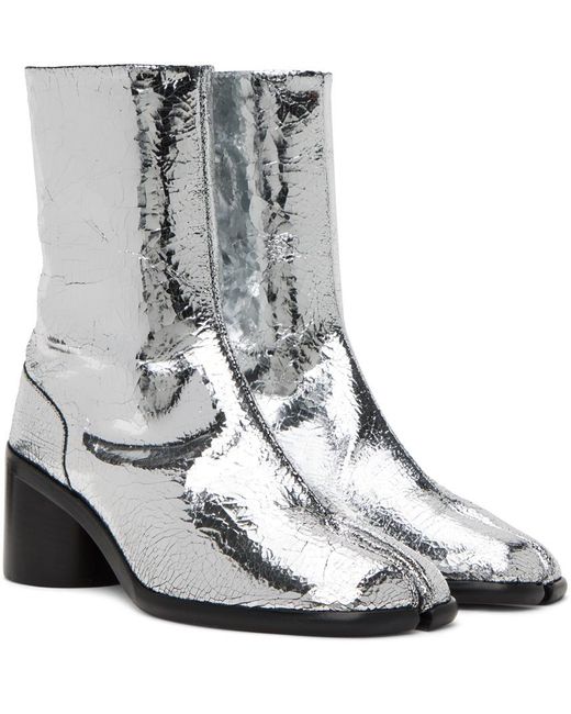 Maison Margiela Gray Silver Broken Mirror Tabi Boots for men