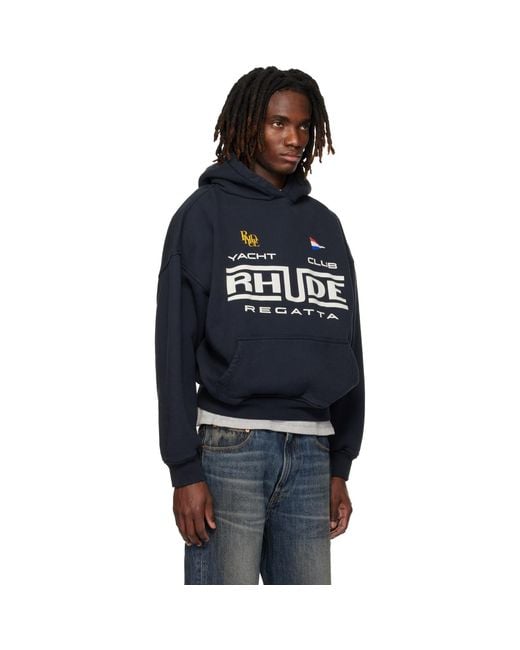 Rhude Black Regatta Club' Hoodie for men