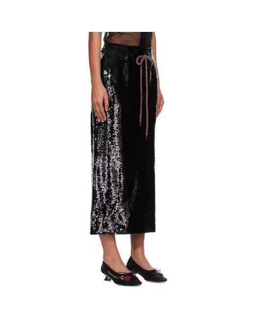 Simone Rocha Black Column Pencil Midi Skirt