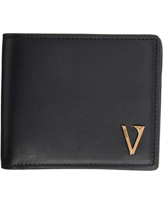 Versace Black 'V' Bifold Wallet for men