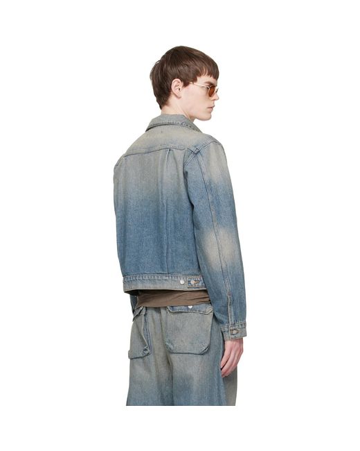 Reese Cooper Blue Washed Trucker Denim Jacket for men