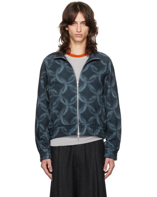Dries Van Noten Blue Pixel Chain Printed Track Jacket for men