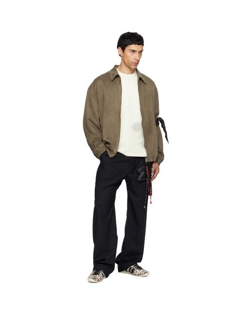 Song For The Mute Black Slash Loose Pleated Trousers for men