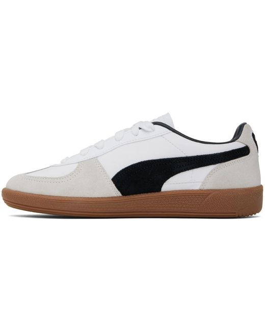 PUMA Black White & Taupe Palermo Leather Sneakers for men