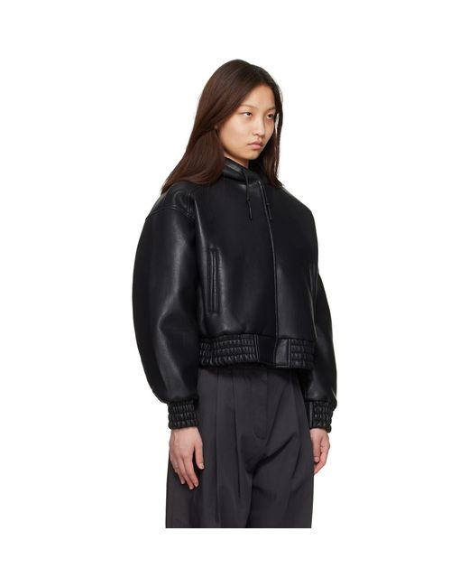 Frankie Shop Black Jackson Bonded Faux-Leather Bomber Jacket