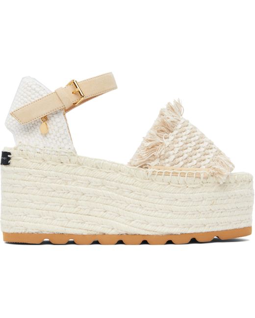 Stella McCartney Black Off- & Gaia Platform Espadrille Wedge Sandals