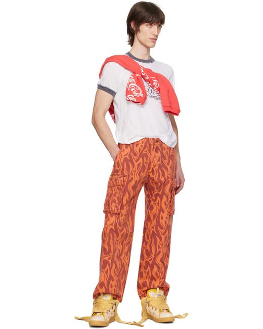 ERL Red Graphic Cargo Pants for men