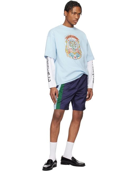 メンズ Casablanca ブルー 'Casa Way' Skate ダブルレイヤー Tシャツ Gray