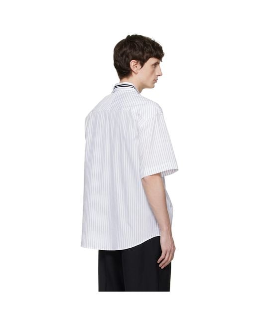 Fred Perry White Kris Van Assche Edition Pinstripe Short Sleeve Shirt for men