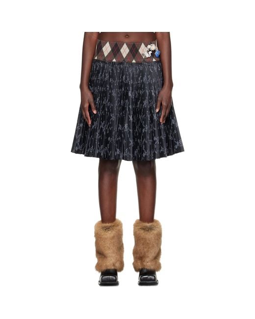 Chopova Lowena Black Crescent Pleated Knee Miniskirt