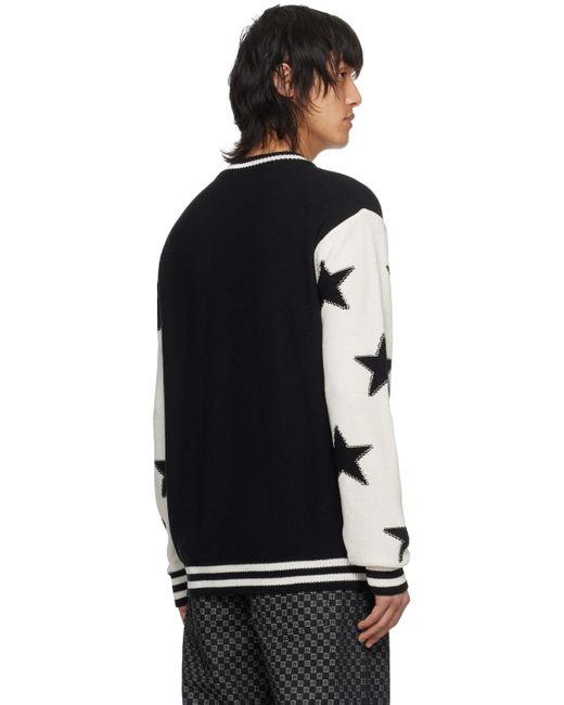 Pull noir et blanc à images en tricot jacquard Balmain pour homme en coloris Black