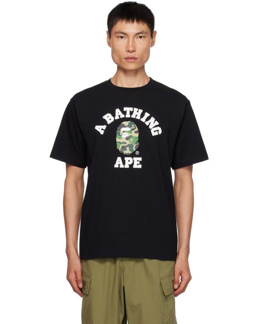 A Bathing Ape Black Abc Camo College T-shirt for men