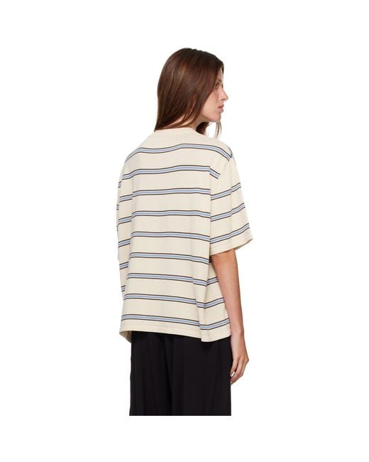 Cordera Gray Off- Organic Cotton Striped T-Shirt