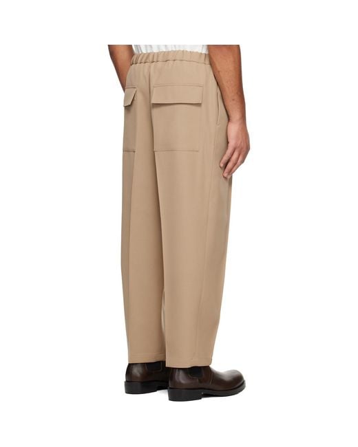 Jil Sander Natural Wool Gabardine Tapered Trousers for men