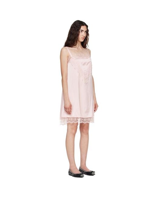 Simone Rocha Pink Square Neck Lace Trim Minidress