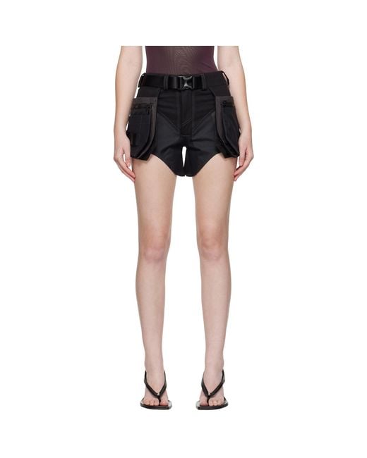 Mugler Black Technical Cargo Shorts