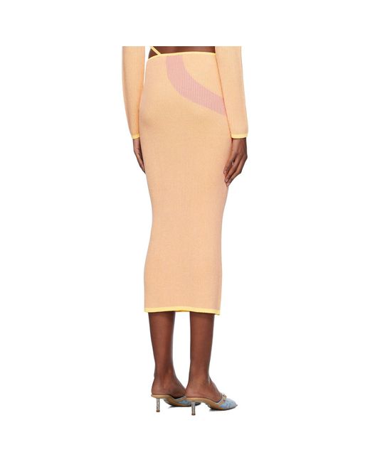 Gcds Natural Pink Comma Midi Skirt