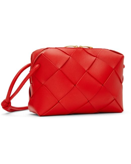 Bottega Veneta Red Small Cassette Camera Bag