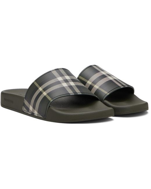 Burberry Black Check Slides for men