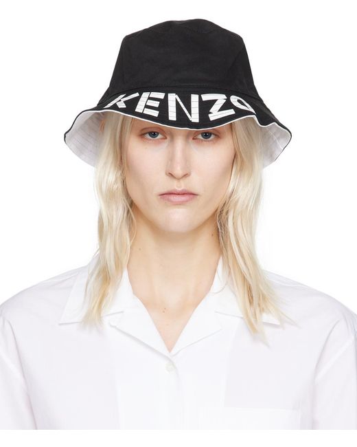 Chapeau bob réversible noir et blanc à logos KENZO en coloris Black