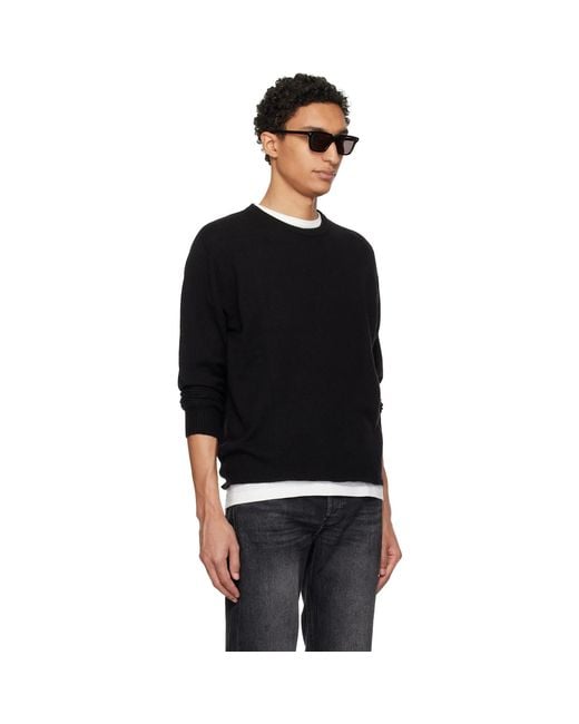Merz B. Schwanen Black Lightweight Merino Wool-Cashmere-Silk Sweater for men