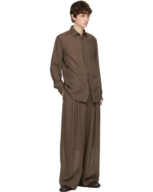 SOSHIOTSUKI Brown Wool Serge Hi-Waist Trousers for men