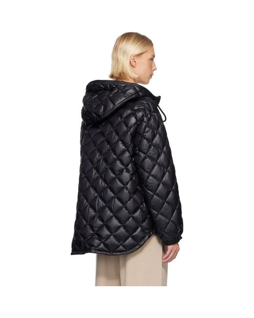 Moncler Black Diamond-Quilted Hooded Short Down Jacket
