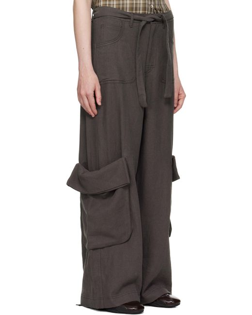 OPEN YY Black Linen Cargo Pants