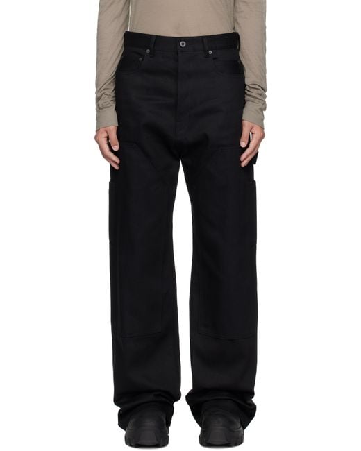 Rick Owens Black Hollywood Double Knee Geth Cut Jeans for men
