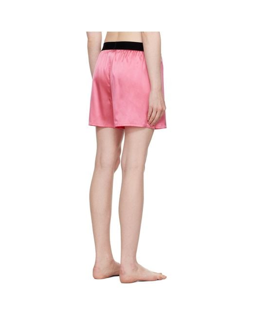 Tom Ford Pink Stretch Silk Satin Boxer Shorts