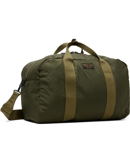 RRL Green Khaki Nylon Utility Duffle Bag for men