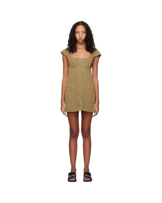 Staud Black Khaki Julia Minidress