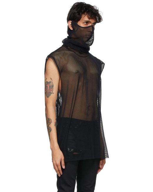 Turtleneck Tank Top in Black for Men 