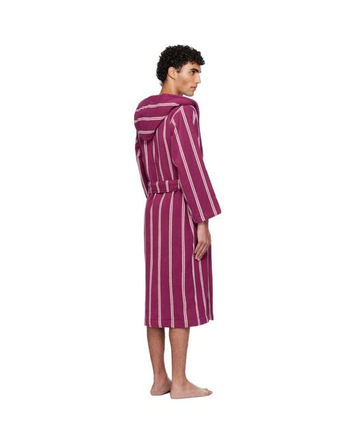 Tekla Red Terry Hooded Bathrobe for men