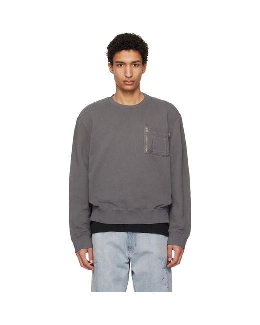 MM6 by Maison Margiela Gray Utility Pocket Sweatshirt for men