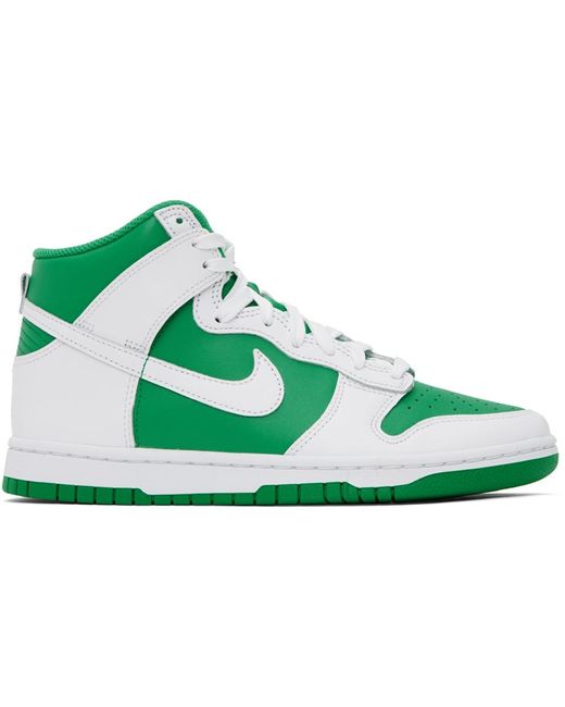 Nike Green & White Dunk High Retro Sneakers for men
