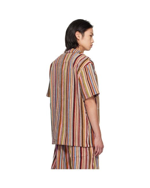 Paul Smith Brown 'Signature Stripe' Towelling Lounge Shirt for men
