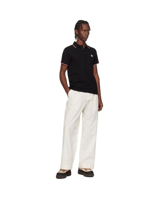 Moncler Black Tricolor-Trimmed Cotton Piquet Polo for men