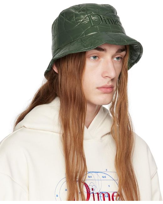 Dime Green Quilted Outline Bucket Hat for men