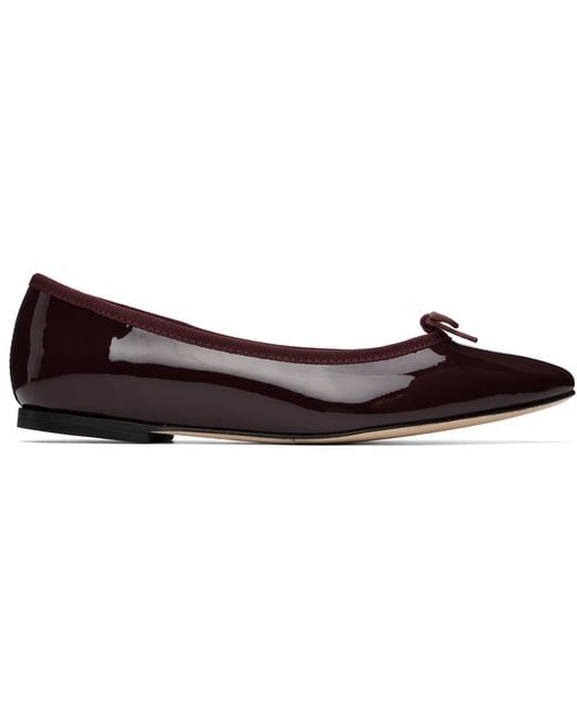 Repetto Black Burgundy Cendrillon Pointed-Toe Ballerina Flats