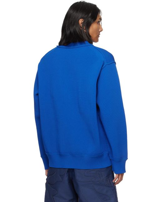 メンズ Sacai ブルー ピンチシーム セーター Blue
