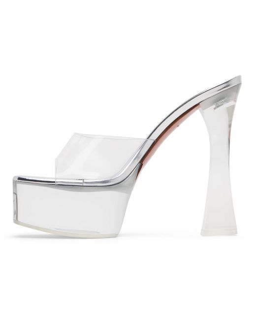 AMINA MUADDI White Dalida Glass Plateau Heeled Sandals