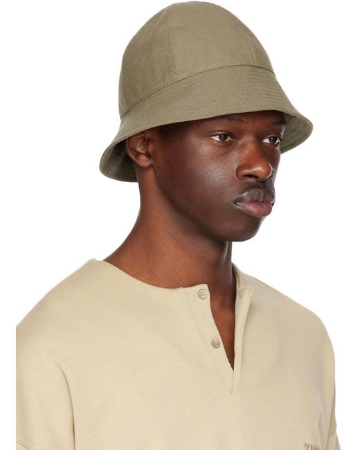 Zegna Natural Taupe Oasi Lino Bucket Hat for men