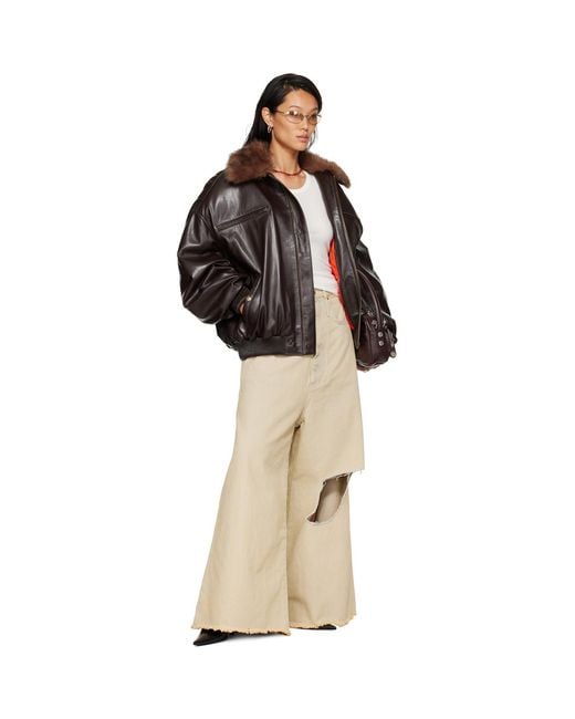 Lu'u Dan Black Faux-Leather Cargo Flight Jacket