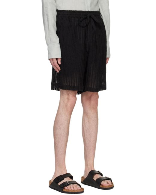 Commas Black Stripe Shorts for men