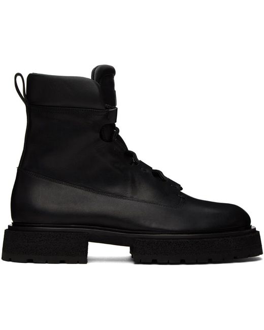 Giorgio Armani Black Embossed Boots for men