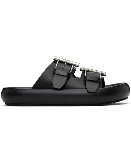 メンズ McQueen ブラック T-Bar Buckle サンダル ブラック | Lyst