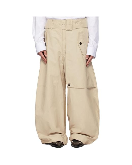 Egonlab Natural Belted Trench Trousers for men