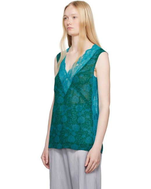 Dries Van Noten ブルー＆グリーン フローラル タンクトップ Blue