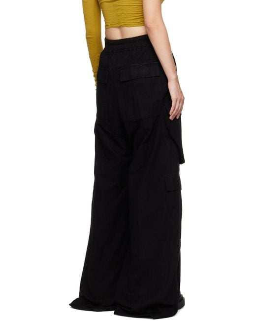 Rick Owens Black Porterville Double Cargo Organic Flannel Trousers